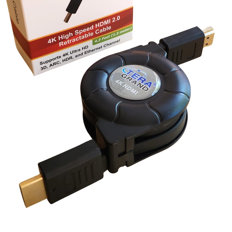 Tera Grand Premium 4K High-Speed HDMI 2.0 Retractable Cable, Extends up to 4.25 feet - Supports 4K Ultra HD, 3D, ARC, HDR, and Ethernet Channel - Image 3